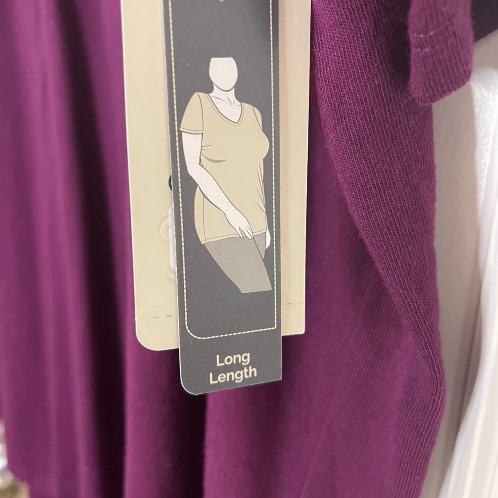 NWT Terra & Sky Purple Short Sleeve Relaxed T-Shirt Long Length Sz 2X - Picture 2 of 5